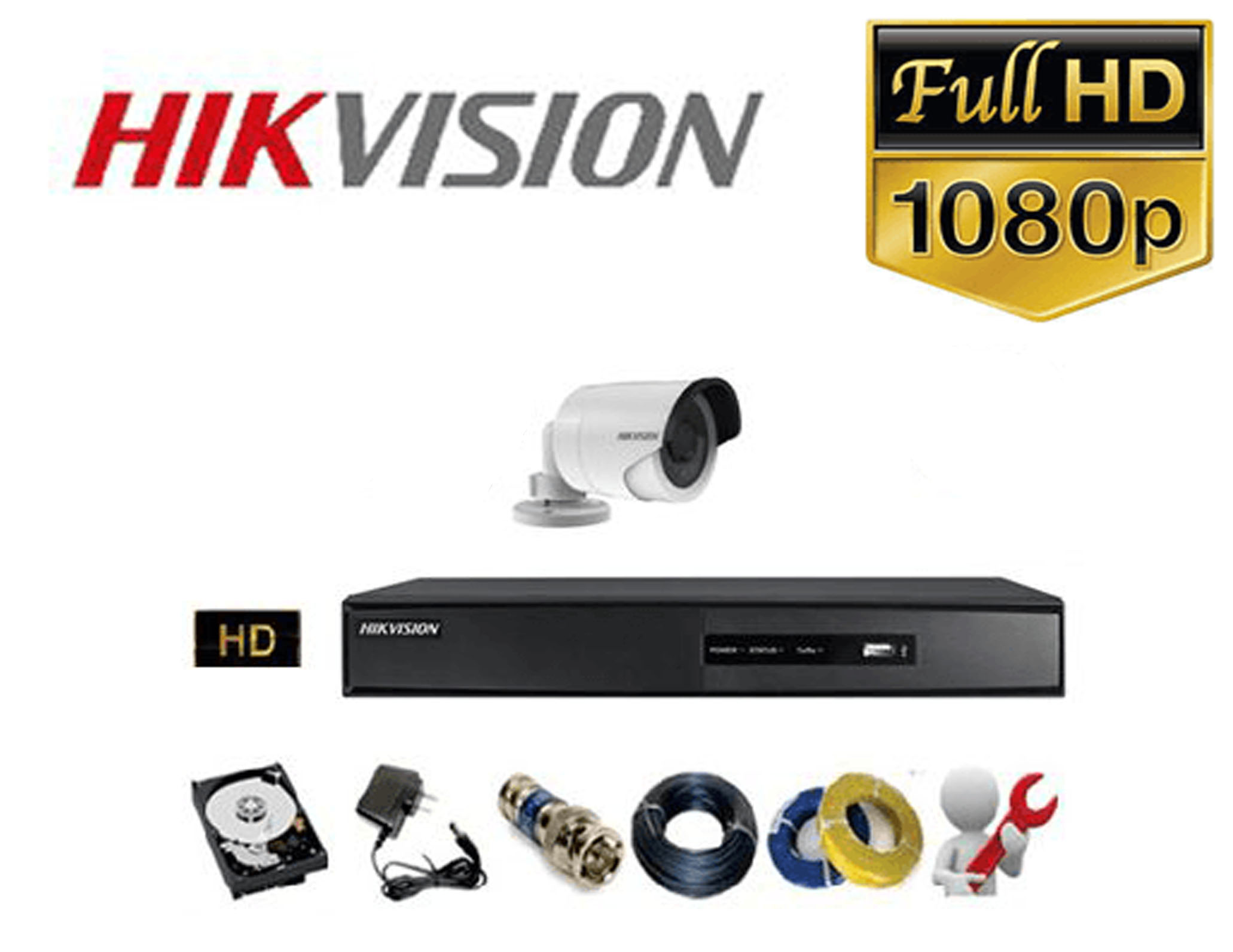 TRỌN BỘ 1 CAMERA HIKVISION HD TVI 1080P(2.0 MP)