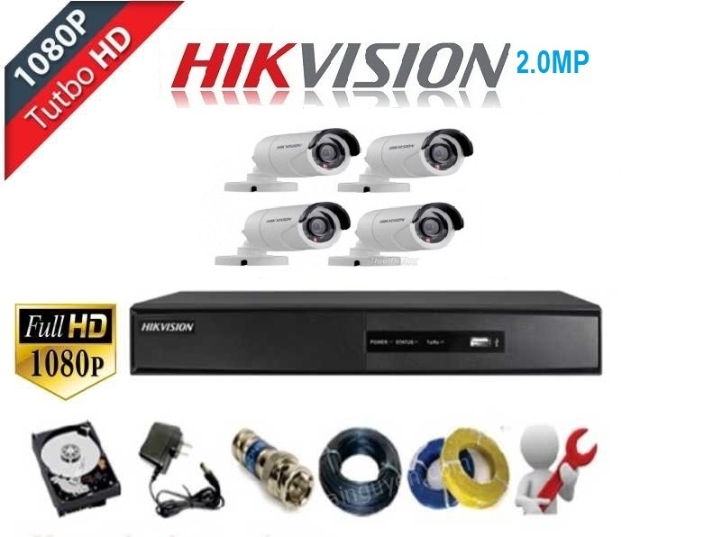 TRỌN BỘ 4 CAMERA HIKVISION HD TVI 1080P(2.0 MP)
