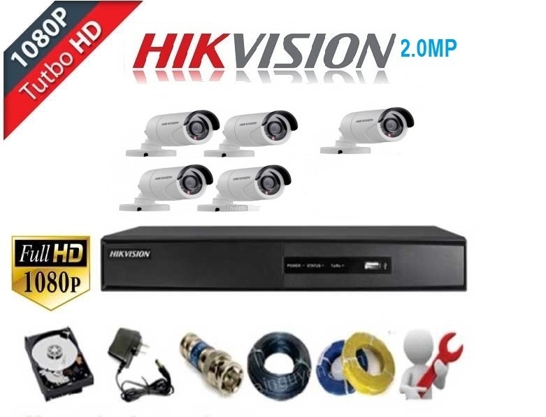 TRỌN BỘ 5 CAMERA HIKVISION HD TVI 1080P(2.0 MP)